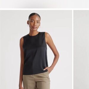 Quince washable stretch silk shell Black Sleeveless Tank